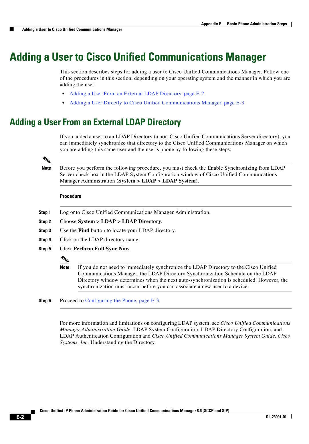 Cisco Systems 8.6 manual Adding a User From an External Ldap Directory, Choose System Ldap Ldap Directory 