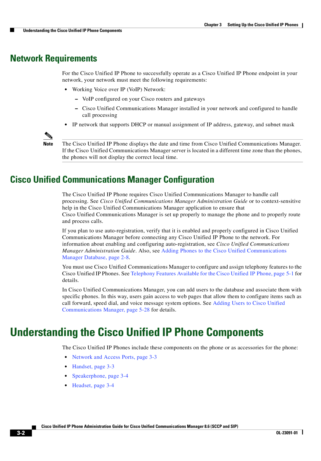 Cisco Systems 8.6 manual Understanding the Cisco Unified IP Phone Components, Network Requirements 