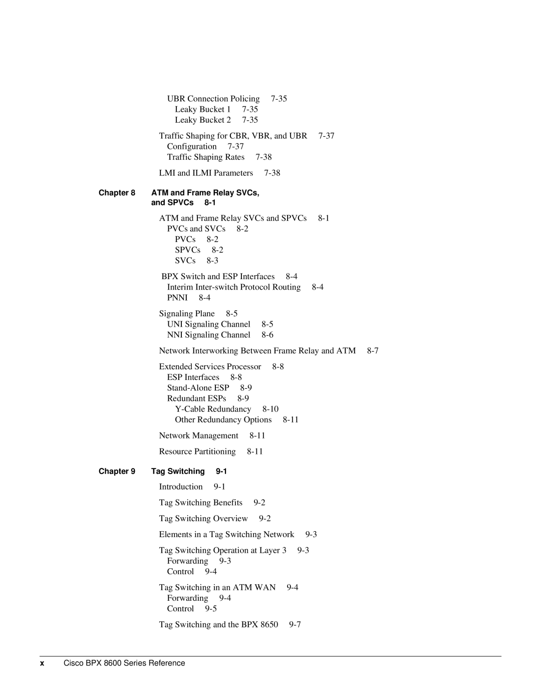 Cisco Systems 8600 Series manual Chapter ATM and Frame Relay SVCs SPVCs, Chapter Tag Switching 