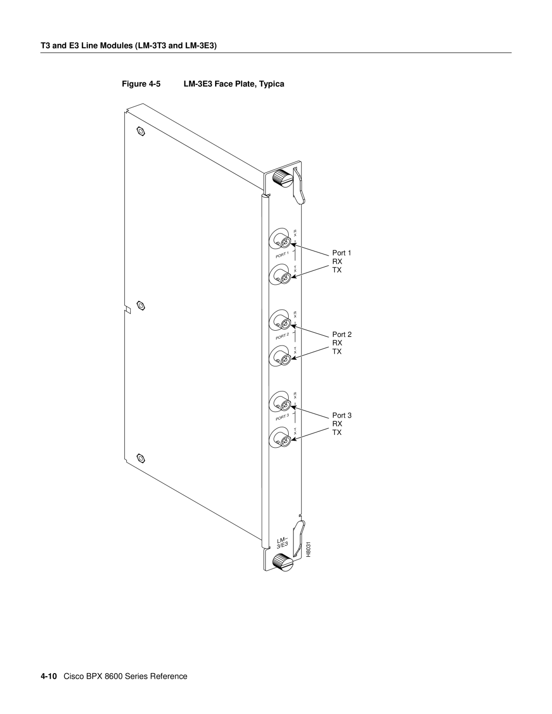 Cisco Systems 8600 Series manual LM-3E3 Face Plate, Typica 