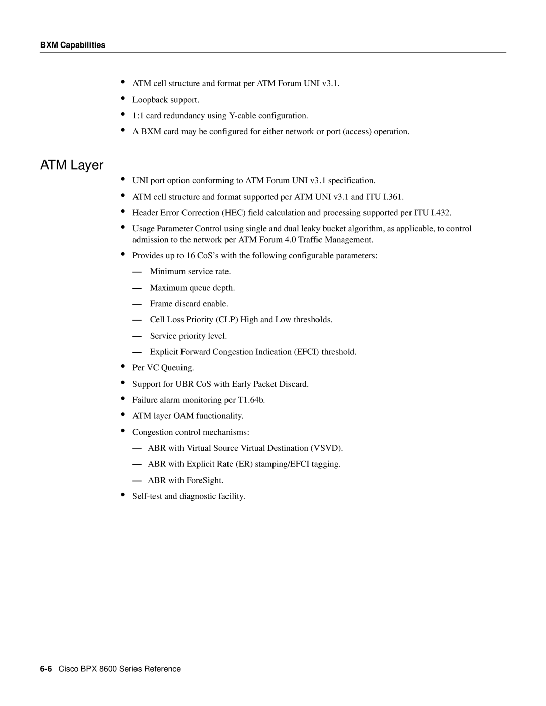 Cisco Systems 8600 Series manual ATM Layer, BXM Capabilities 