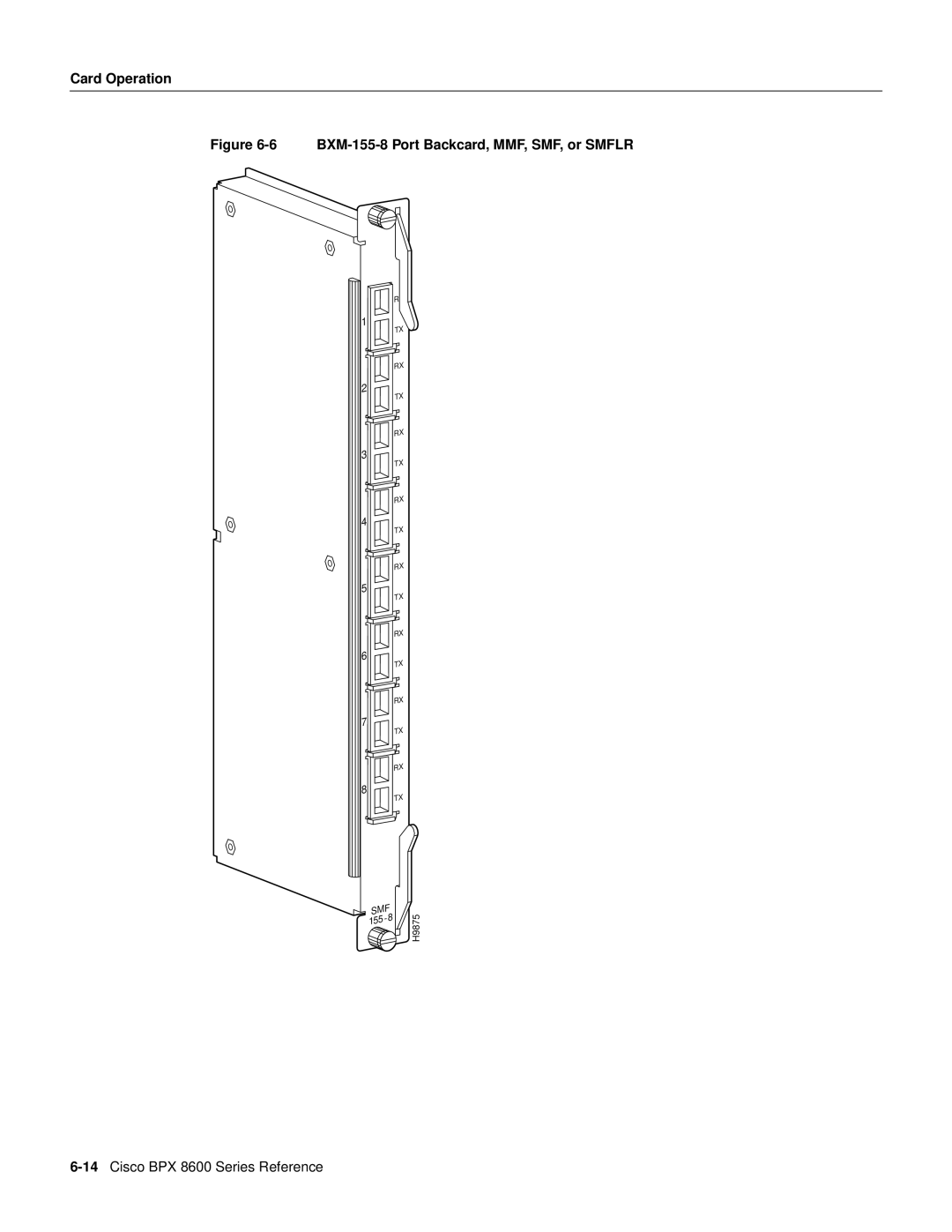 Cisco Systems 8600 Series manual BXM-155-8 Port Backcard, MMF, SMF, or Smflr 