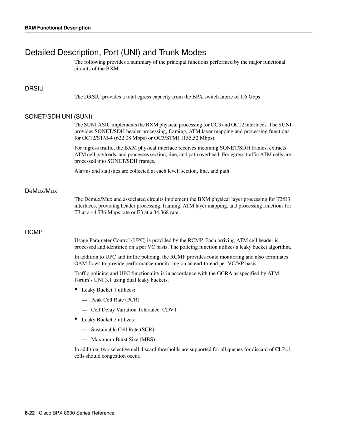 Cisco Systems 8600 Series manual Detailed Description, Port UNI and Trunk Modes, DeMux/Mux 