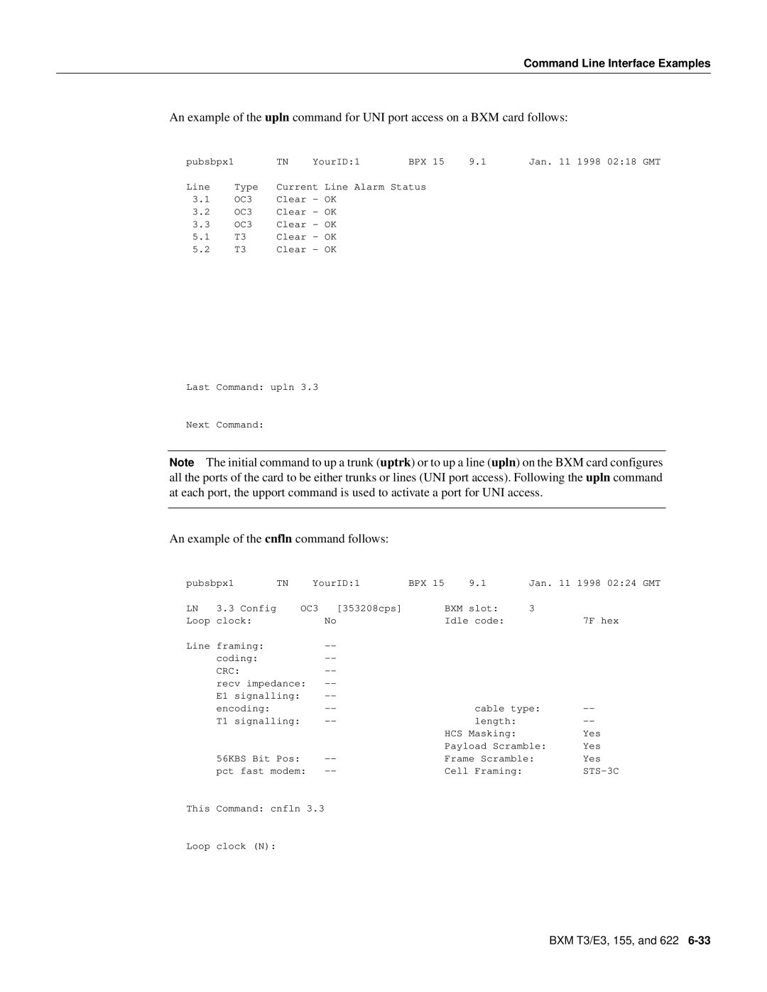 Cisco Systems 8600 Series manual An example of the cnfln command follows 