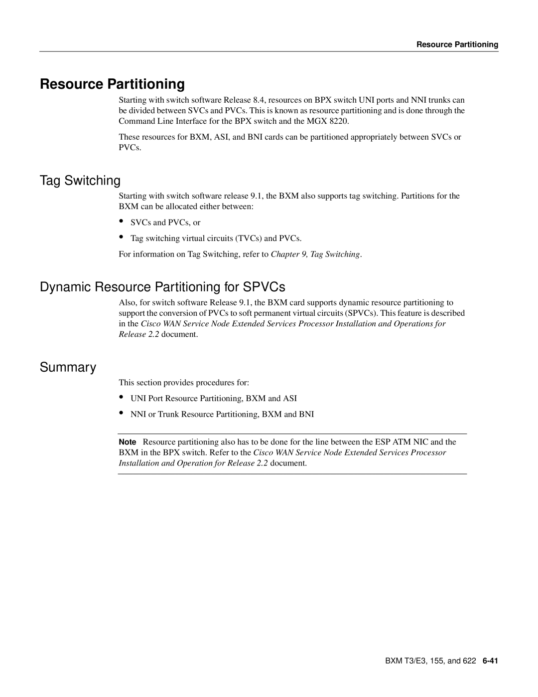 Cisco Systems 8600 Series manual Dynamic Resource Partitioning for SPVCs, Summary 