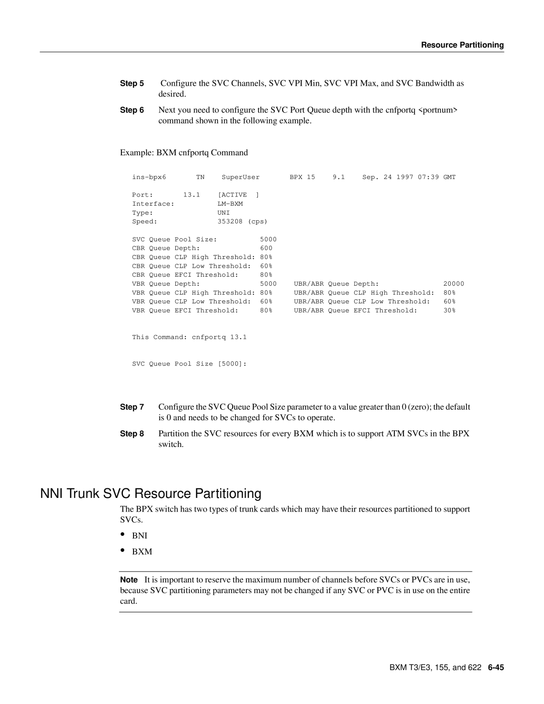 Cisco Systems 8600 Series manual NNI Trunk SVC Resource Partitioning 