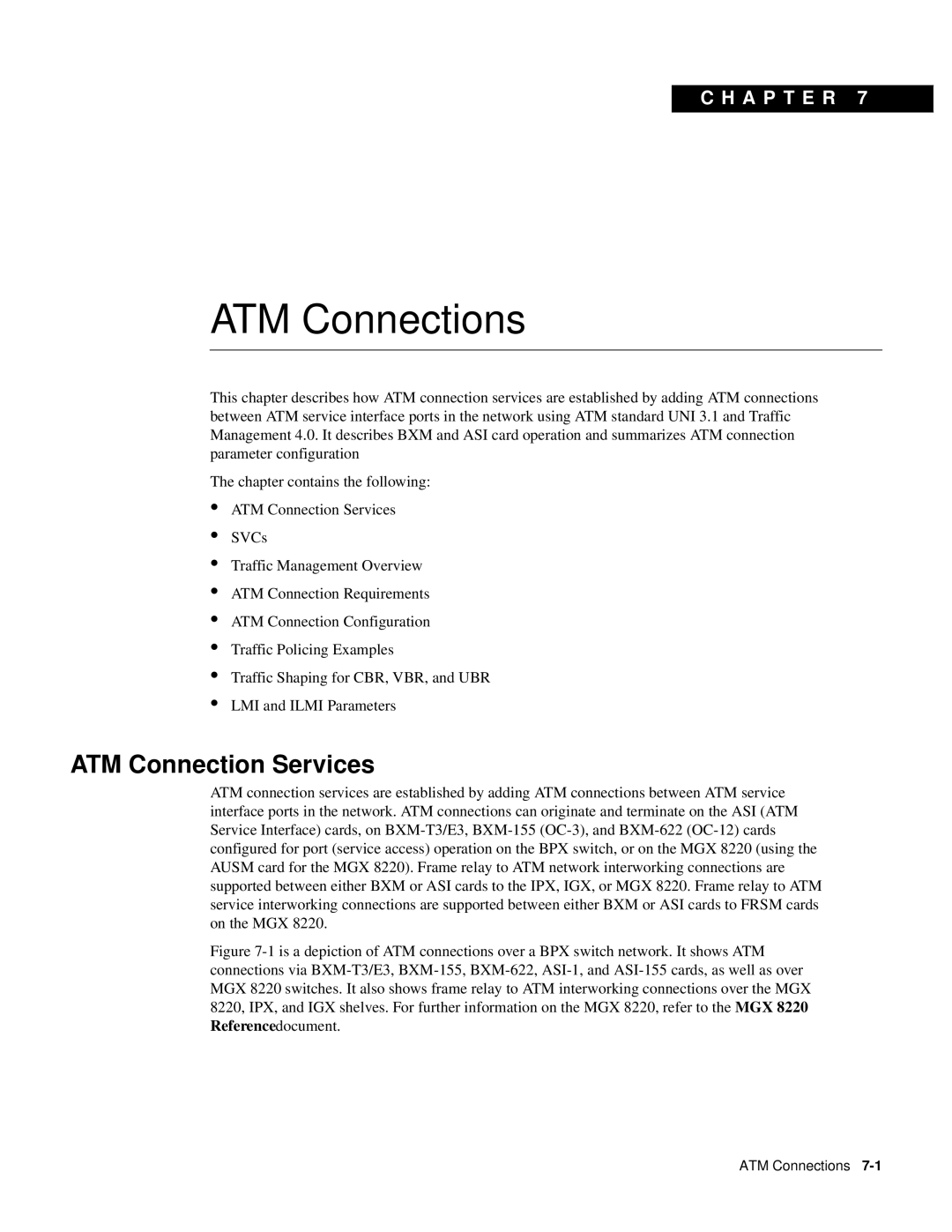 Cisco Systems 8600 Series manual ATM Connections, ATM Connection Services 