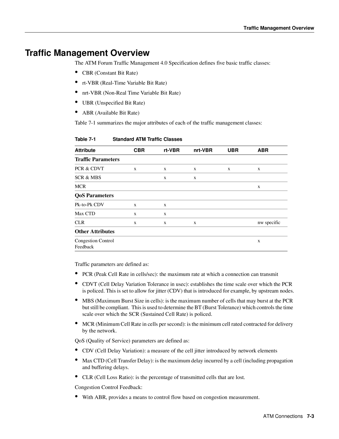 Cisco Systems 8600 Series manual Traffic Management Overview, Traffic Parameters, QoS Parameters, Other Attributes 