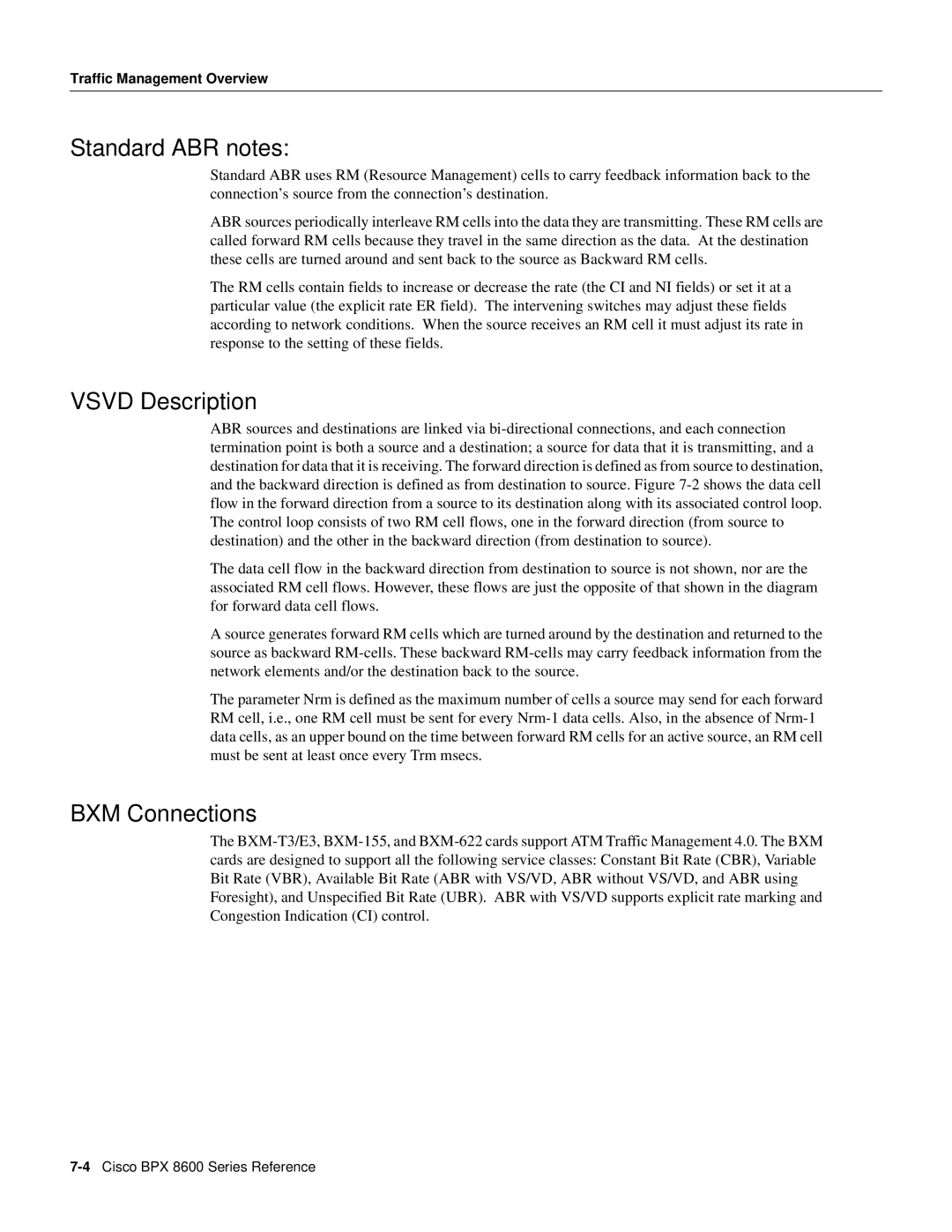 Cisco Systems 8600 Series manual Standard ABR notes, Vsvd Description, BXM Connections 