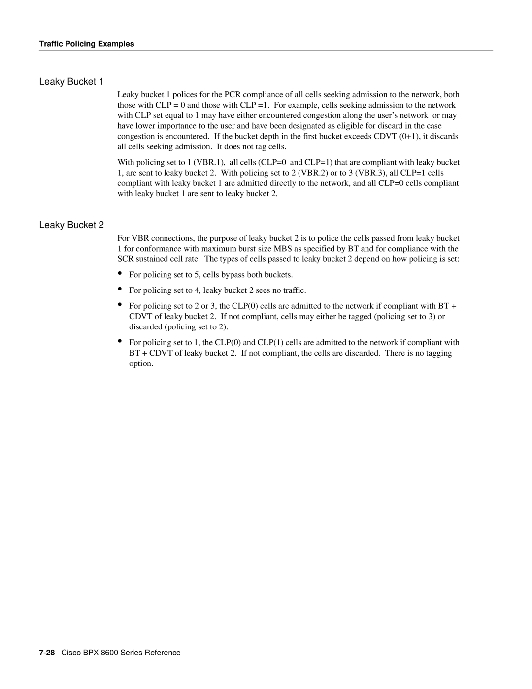 Cisco Systems 8600 Series manual Leaky Bucket 