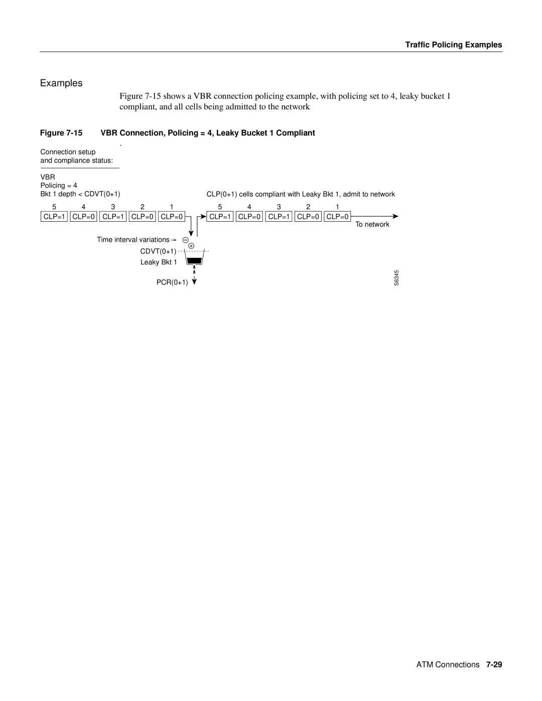 Cisco Systems 8600 Series manual Examples, VBR Connection, Policing = 4, Leaky Bucket 1 Compliant 