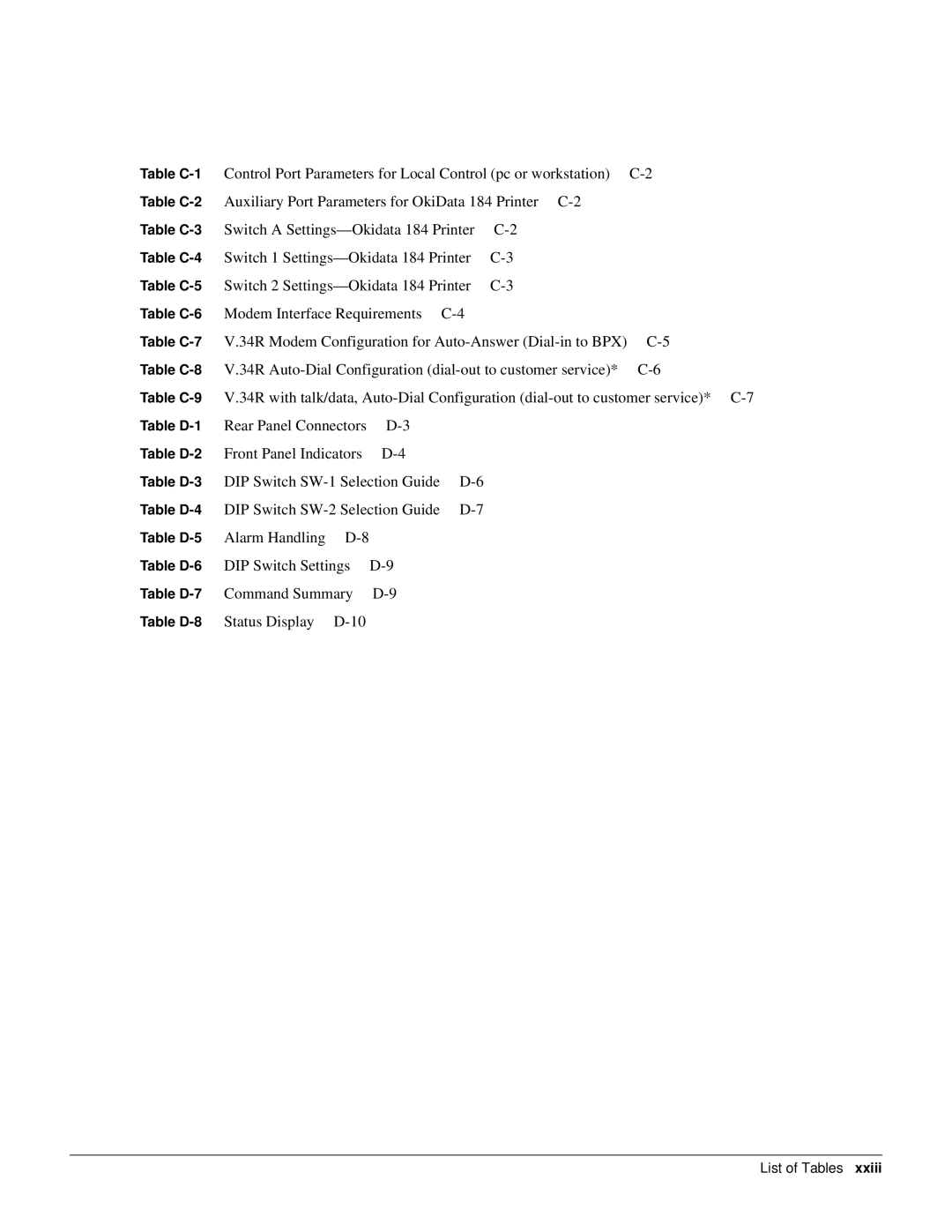 Cisco Systems 8600 Series manual Table C-1, Table C-2, Table C-3, Table C-4, Table C-5, Table C-6, Table C-7, Table C-8 