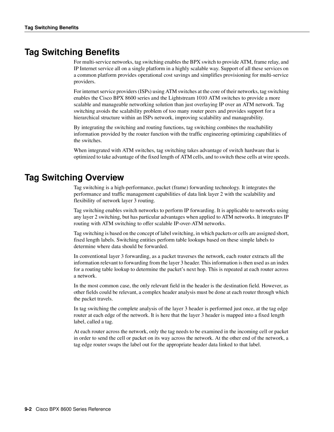 Cisco Systems 8600 Series manual Tag Switching Benefits, Tag Switching Overview 