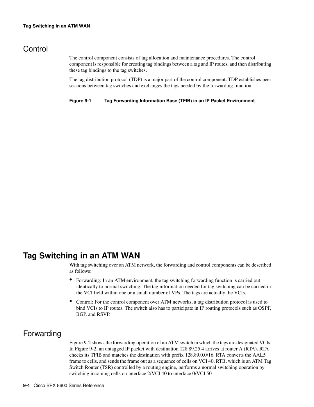 Cisco Systems 8600 Series manual Tag Switching in an ATM WAN, Control 