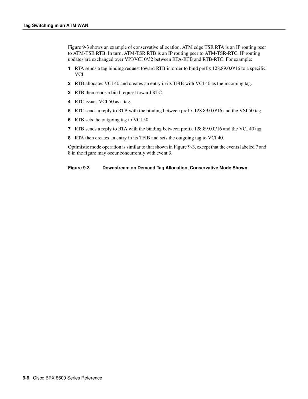 Cisco Systems 8600 Series manual Downstream on Demand Tag Allocation, Conservative Mode Shown 