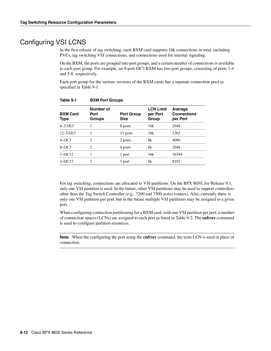 Cisco Systems 8600 Series manual Configuring VSI Lcns 