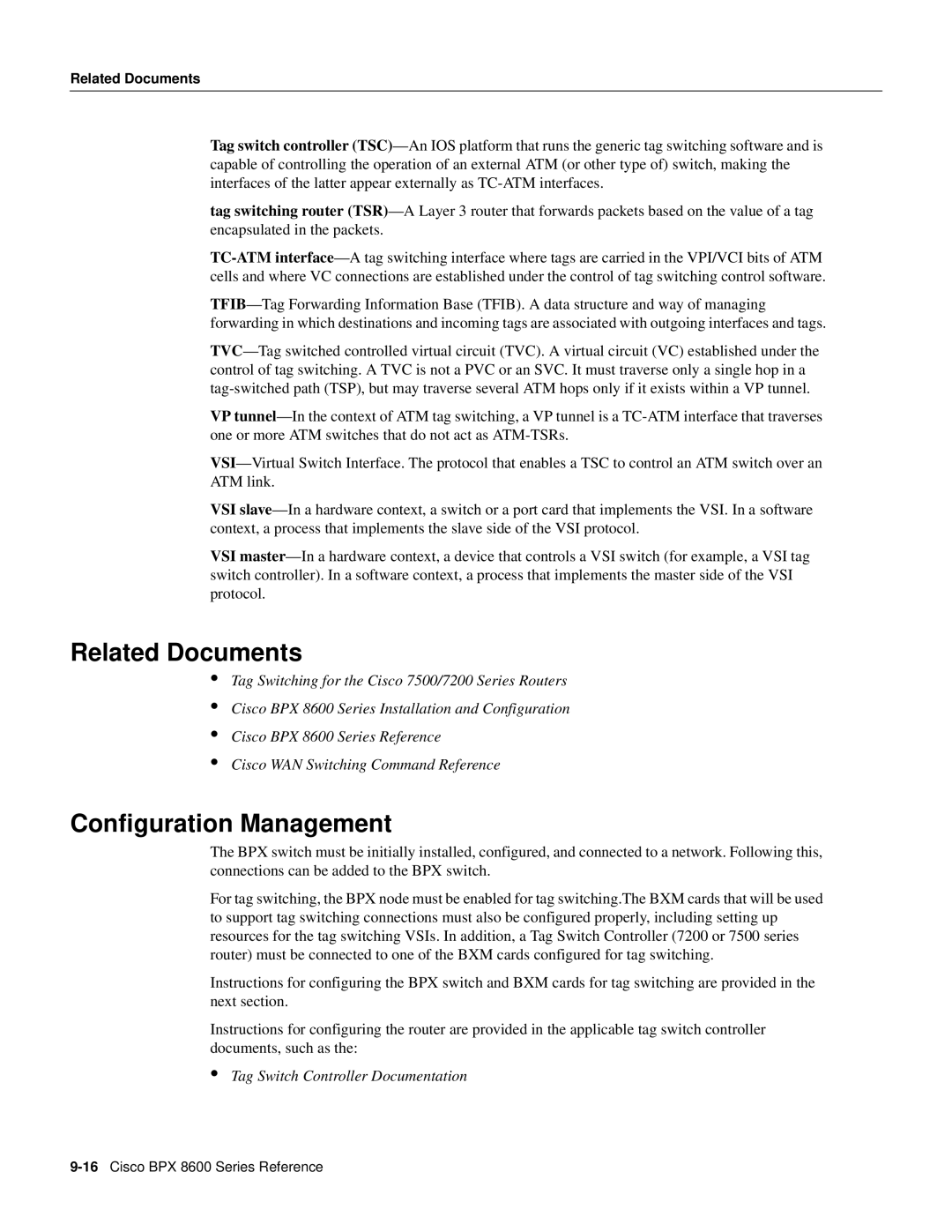 Cisco Systems 8600 Series manual Related Documents, Configuration Management 