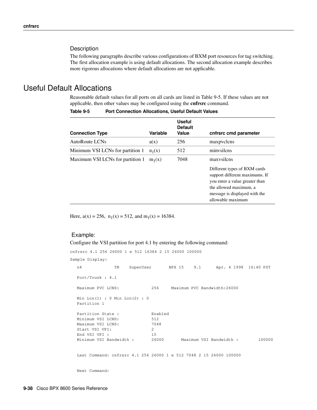 Cisco Systems 8600 Series manual Here, ax = 256, n1x = 512, and m1x = 