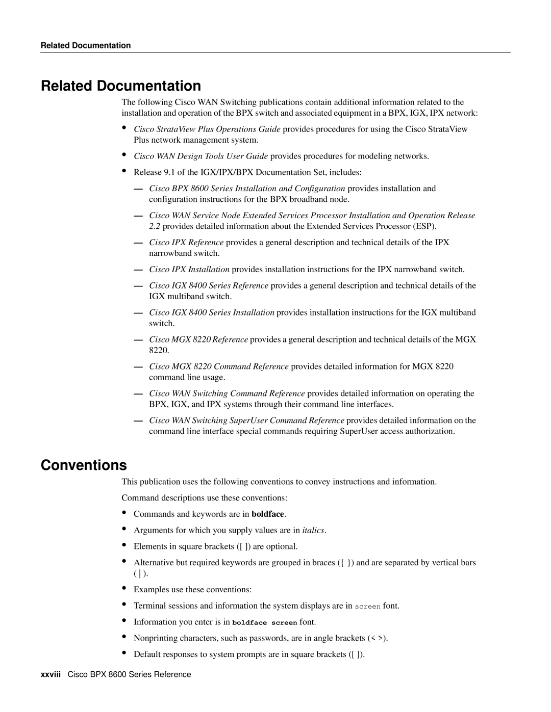 Cisco Systems 8600 Series manual Related Documentation, Conventions 