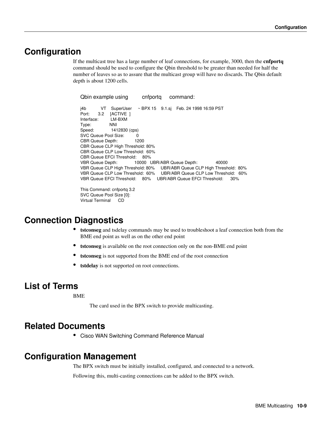 Cisco Systems 8600 Series manual Configuration, Connection Diagnostics 