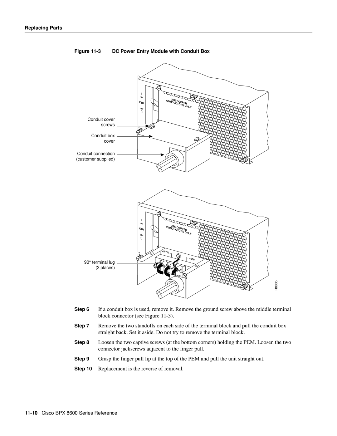 Cisco Systems 8600 Series manual DC Power Entry Module with Conduit Box 