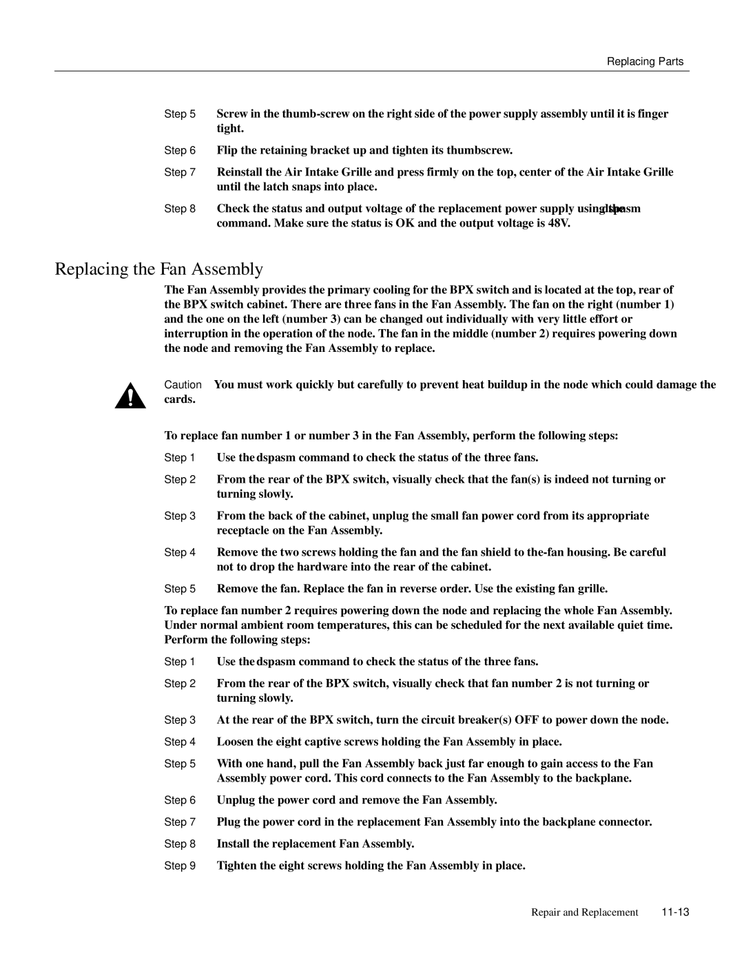 Cisco Systems 8600 Series manual Replacing the Fan Assembly 