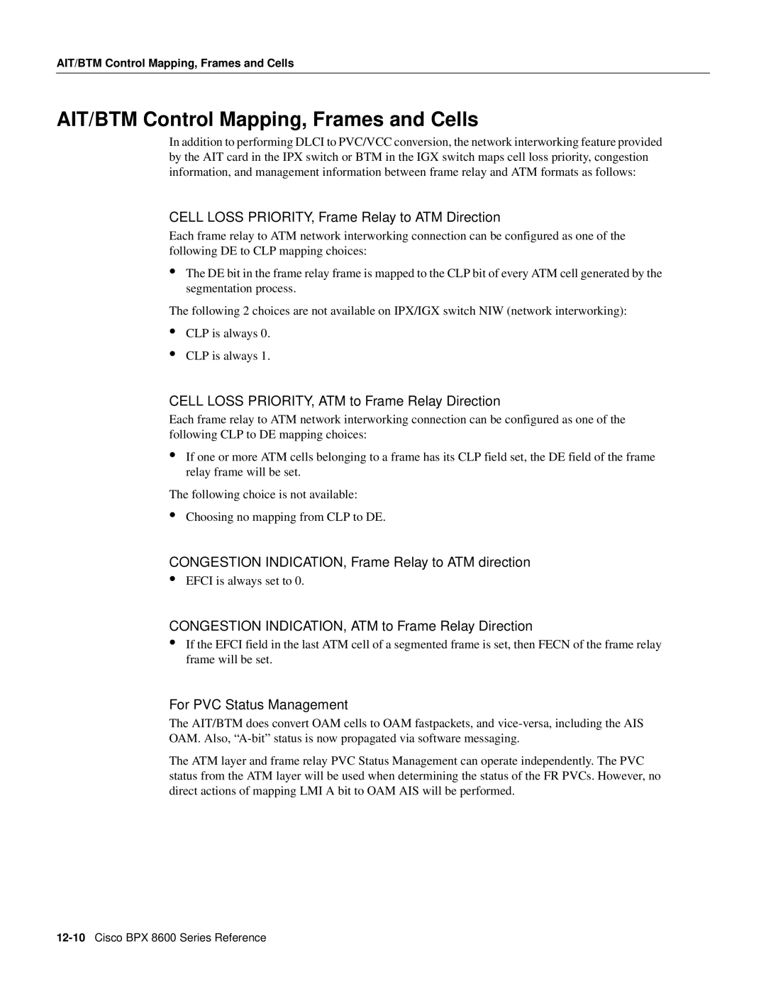 Cisco Systems 8600 Series manual AIT/BTM Control Mapping, Frames and Cells 