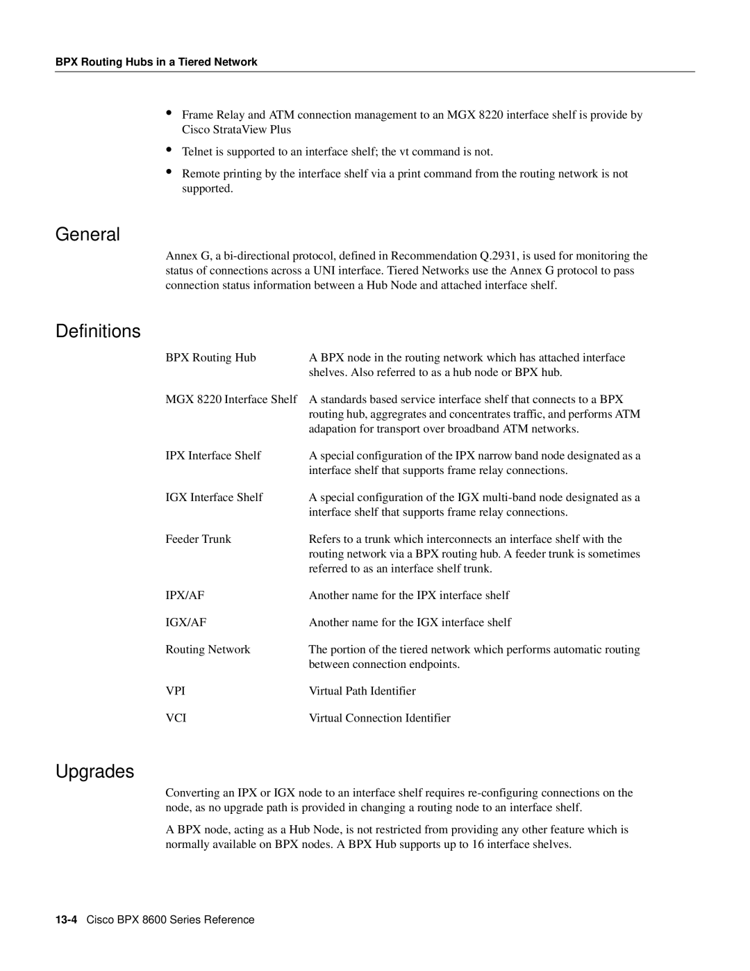 Cisco Systems 8600 Series manual General, Definitions, Upgrades 