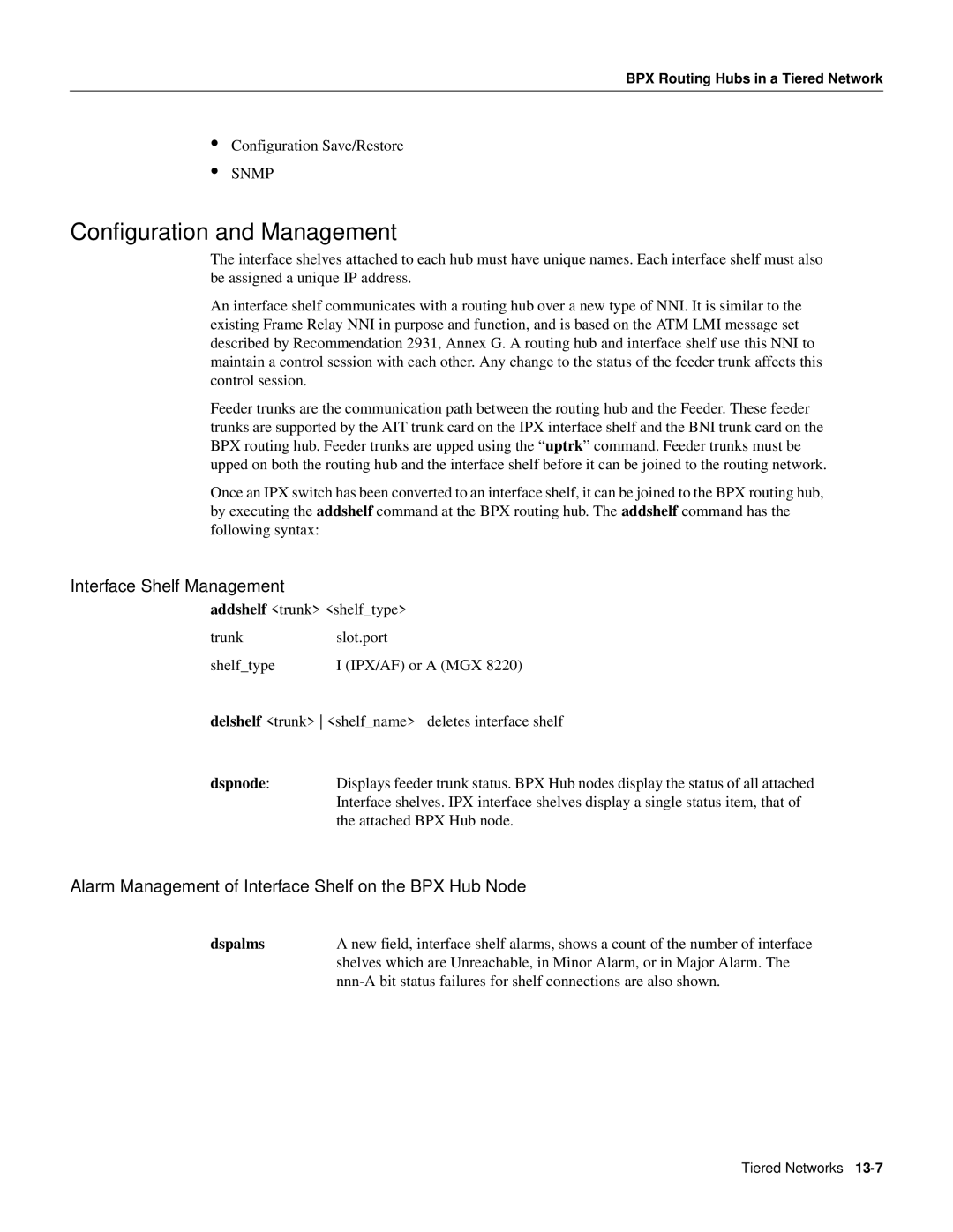 Cisco Systems 8600 Series manual Configuration and Management, Interface Shelf Management 