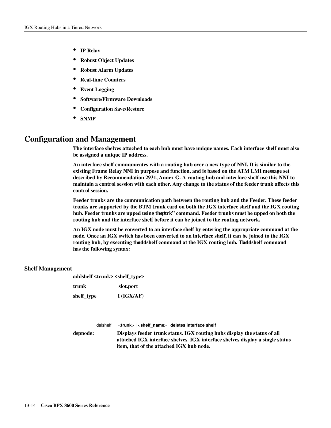 Cisco Systems 8600 Series manual Configuration and Management, Shelf Management 