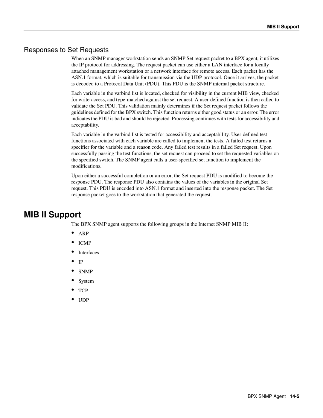 Cisco Systems 8600 Series manual MIB II Support, Responses to Set Requests 