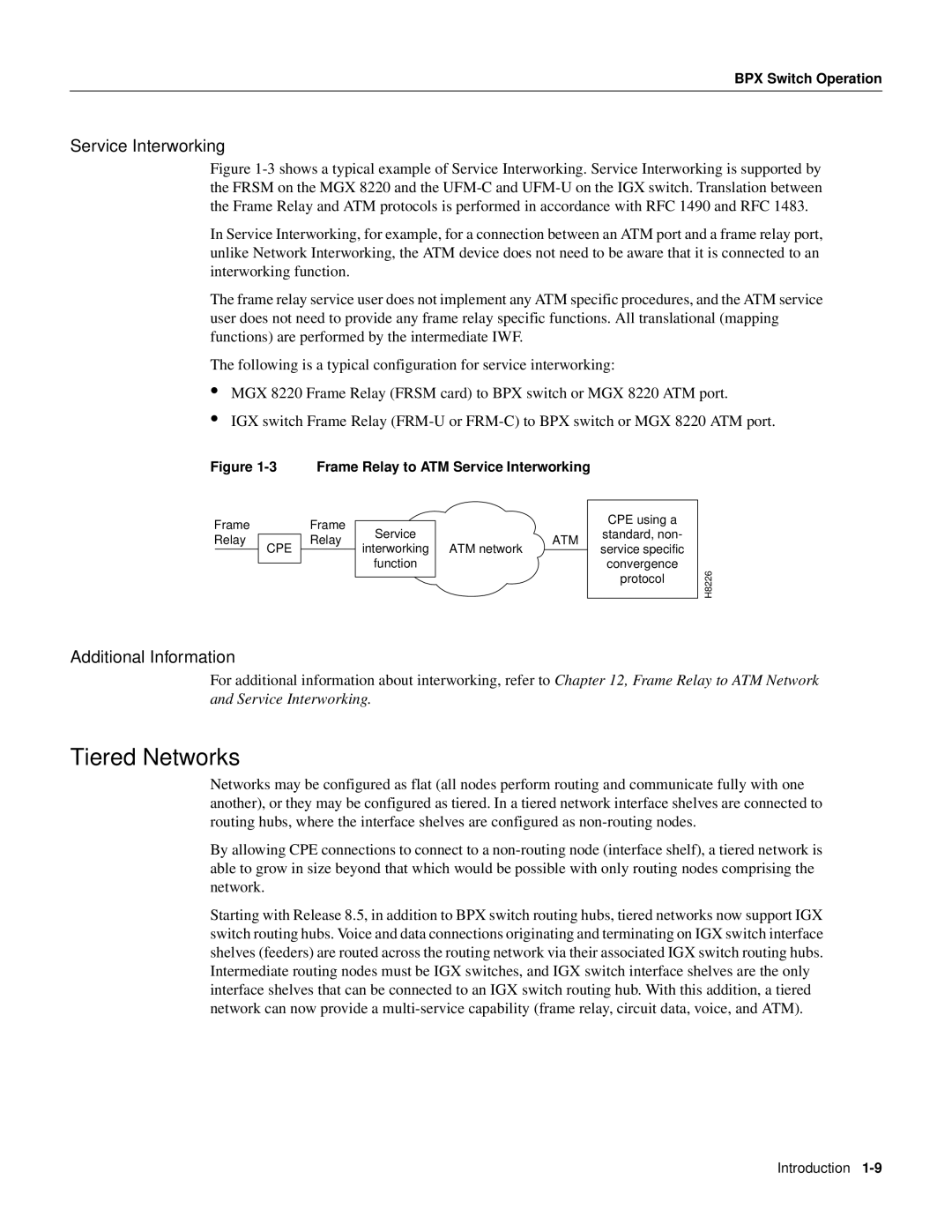 Cisco Systems 8600 Series manual Tiered Networks, Service Interworking, Additional Information 