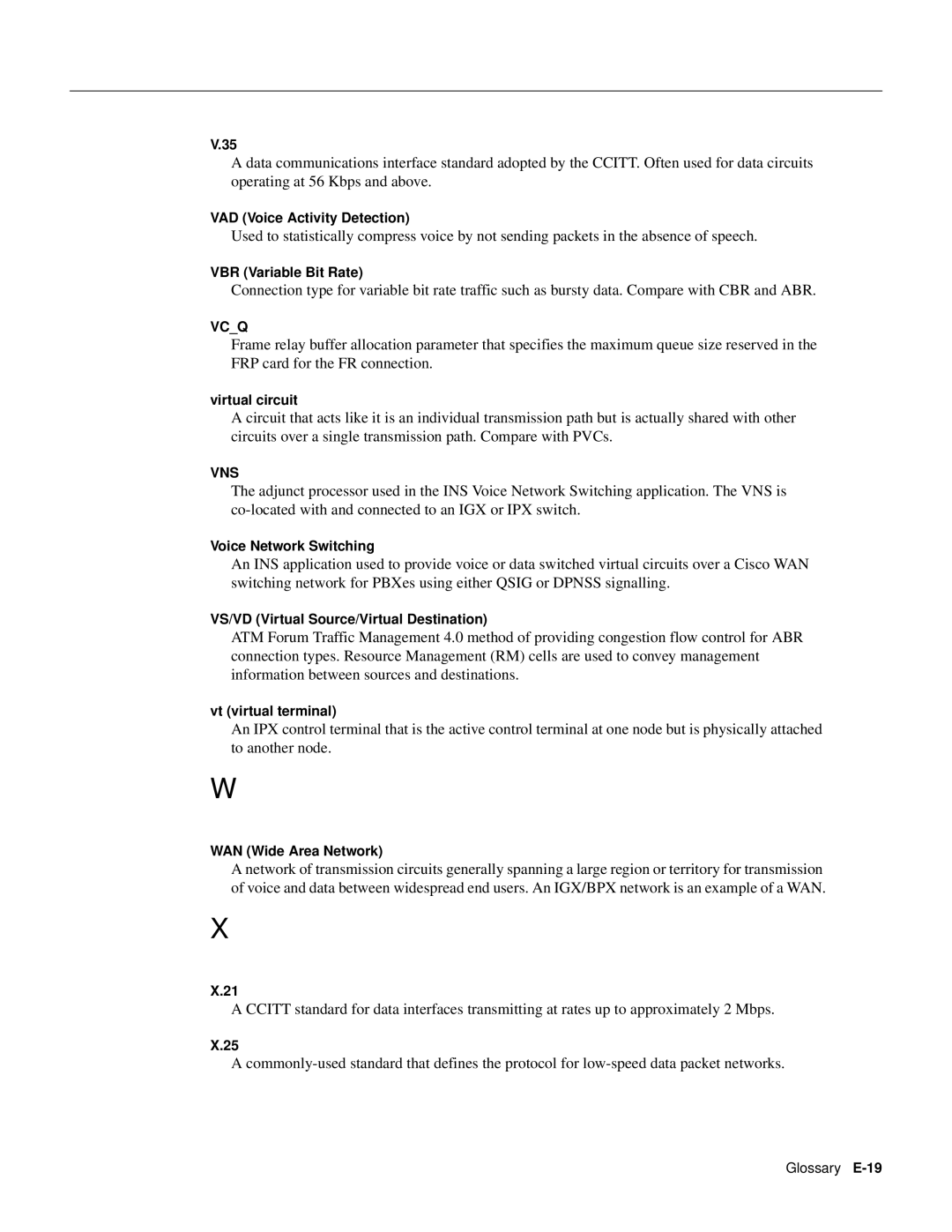 Cisco Systems 8600 Series VAD Voice Activity Detection, VBR Variable Bit Rate, Virtual circuit, Voice Network Switching 