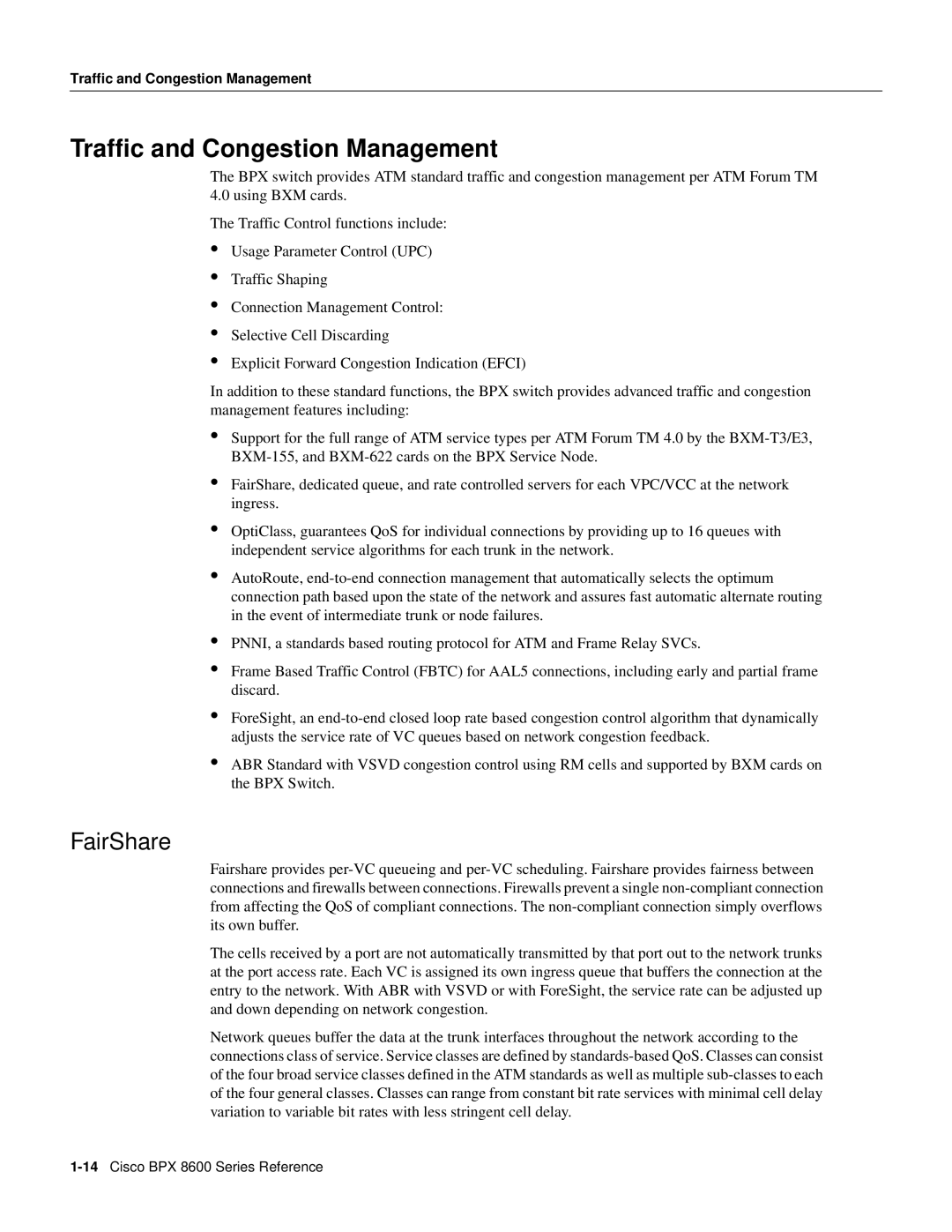 Cisco Systems 8600 Series manual Traffic and Congestion Management, FairShare 