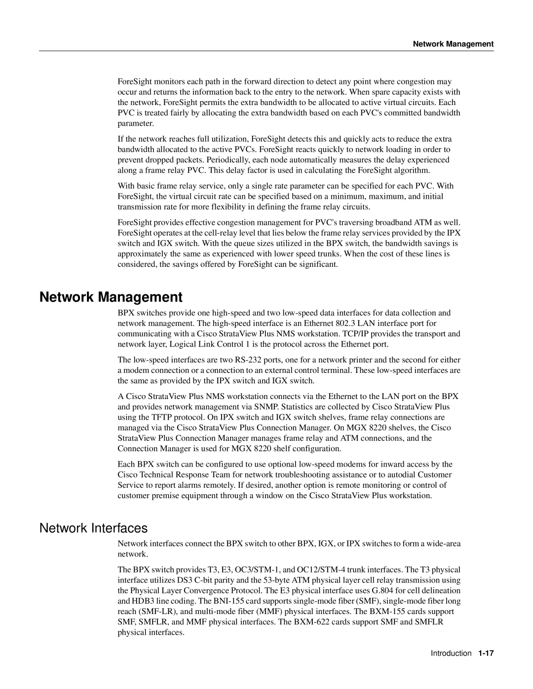 Cisco Systems 8600 Series manual Network Management, Network Interfaces 