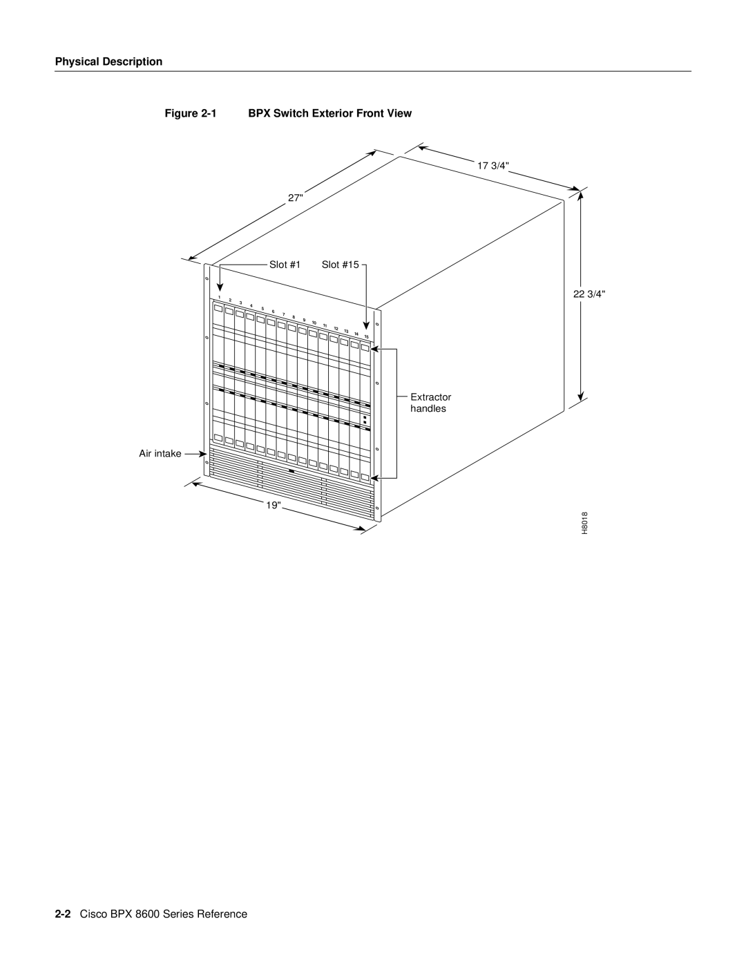 Cisco Systems 8600 Series manual Physical Description, BPX Switch Exterior Front View 