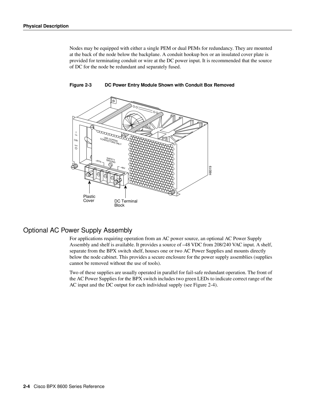 Cisco Systems 8600 Series manual Optional AC Power Supply Assembly, DC Power Entry Module Shown with Conduit Box Removed 