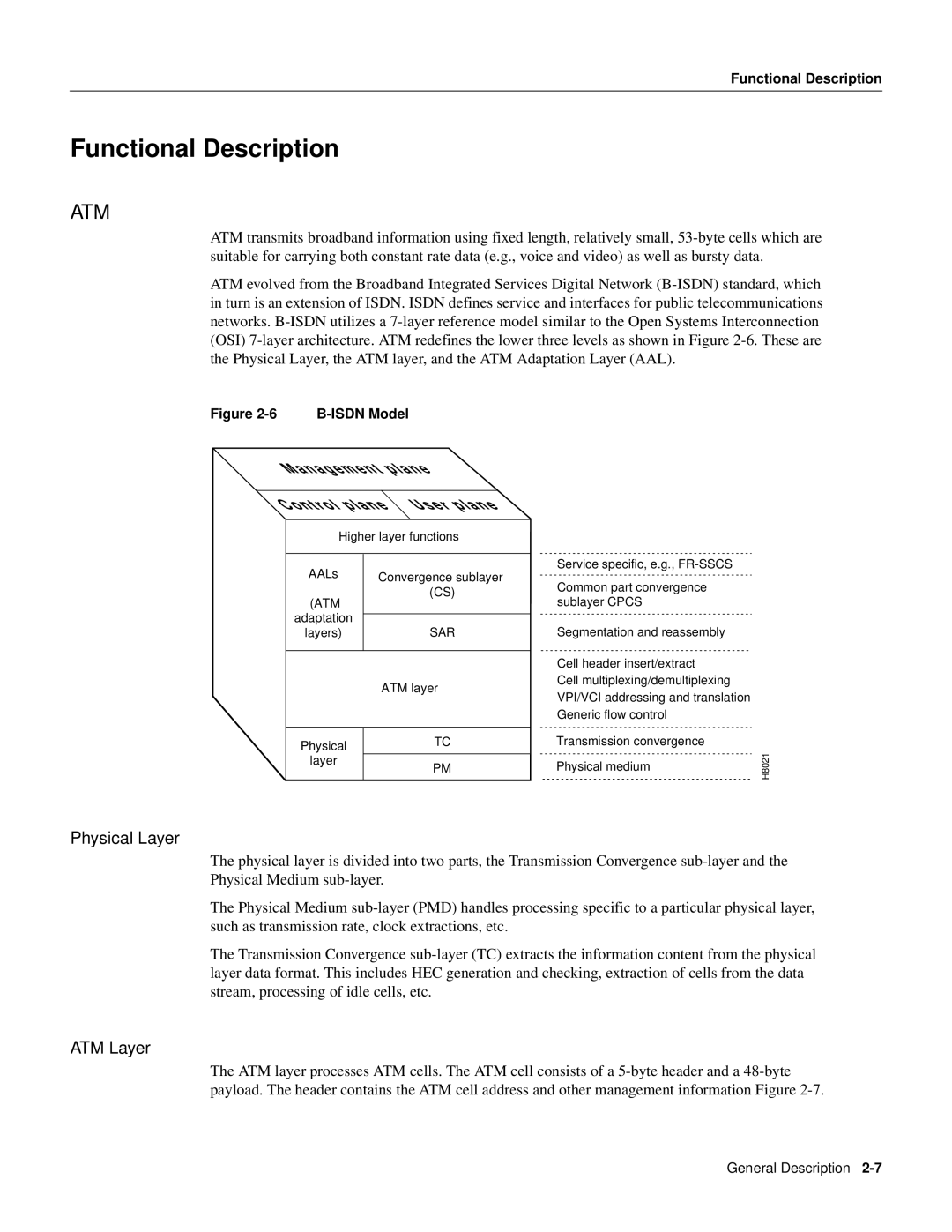 Cisco Systems 8600 Series manual Functional Description, Physical Layer, ATM Layer, Isdn Model 