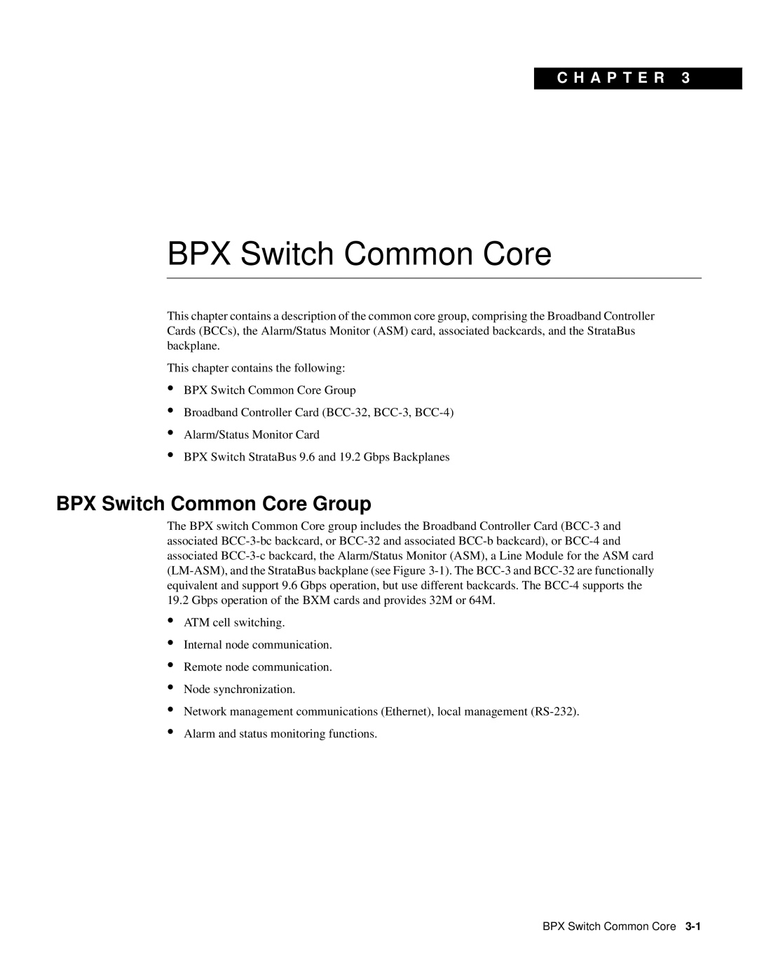 Cisco Systems 8600 Series manual BPX Switch Common Core Group 