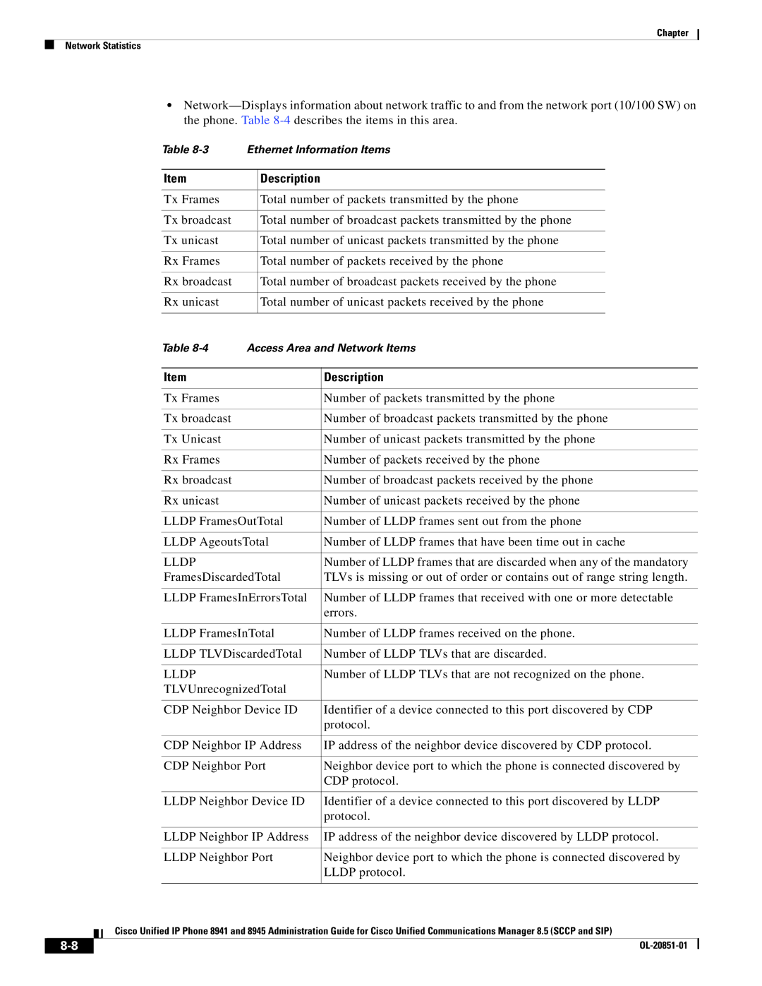 Cisco Systems 8941, 8945 manual Lldp 