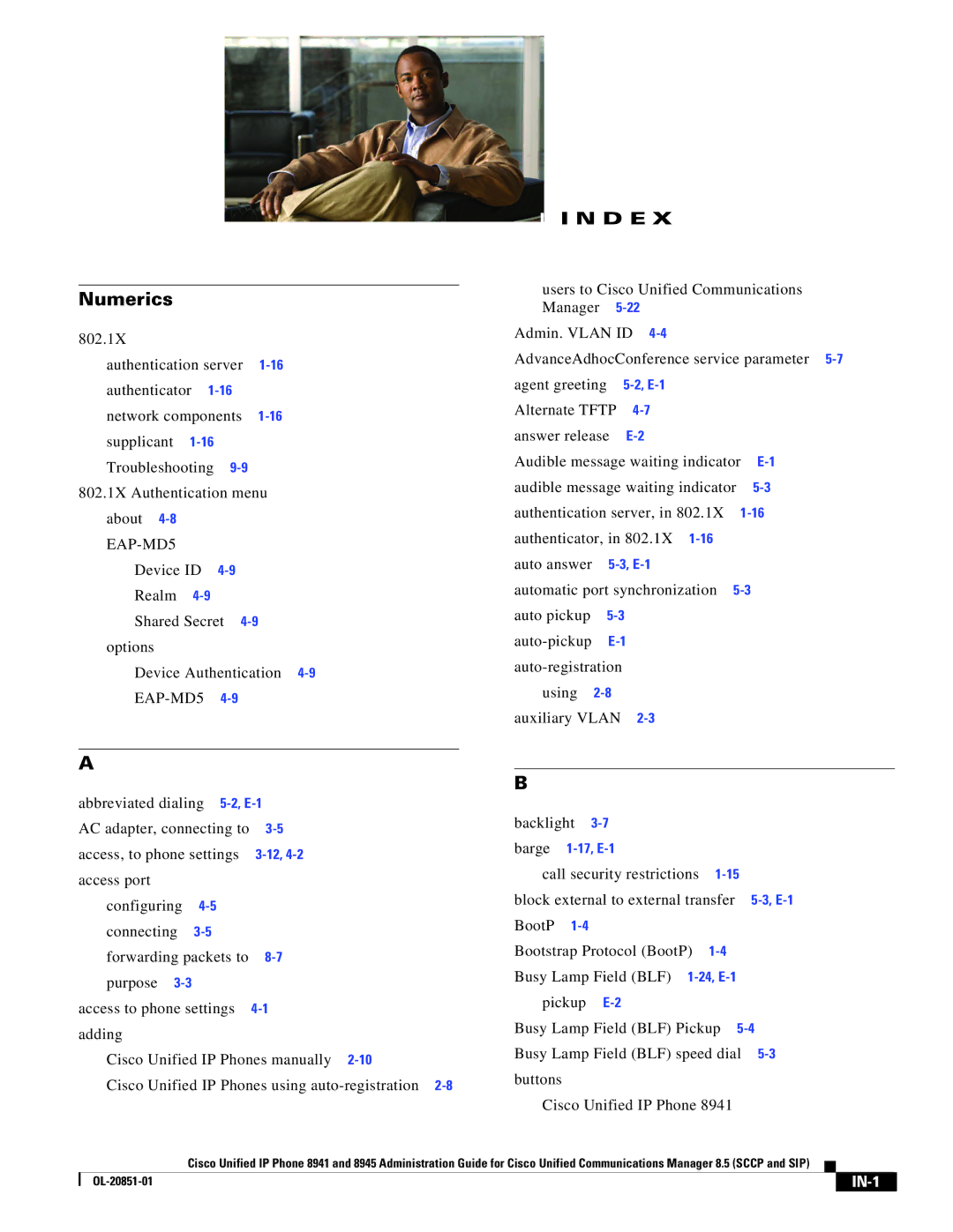 Cisco Systems 8945, 8941 manual Numerics 