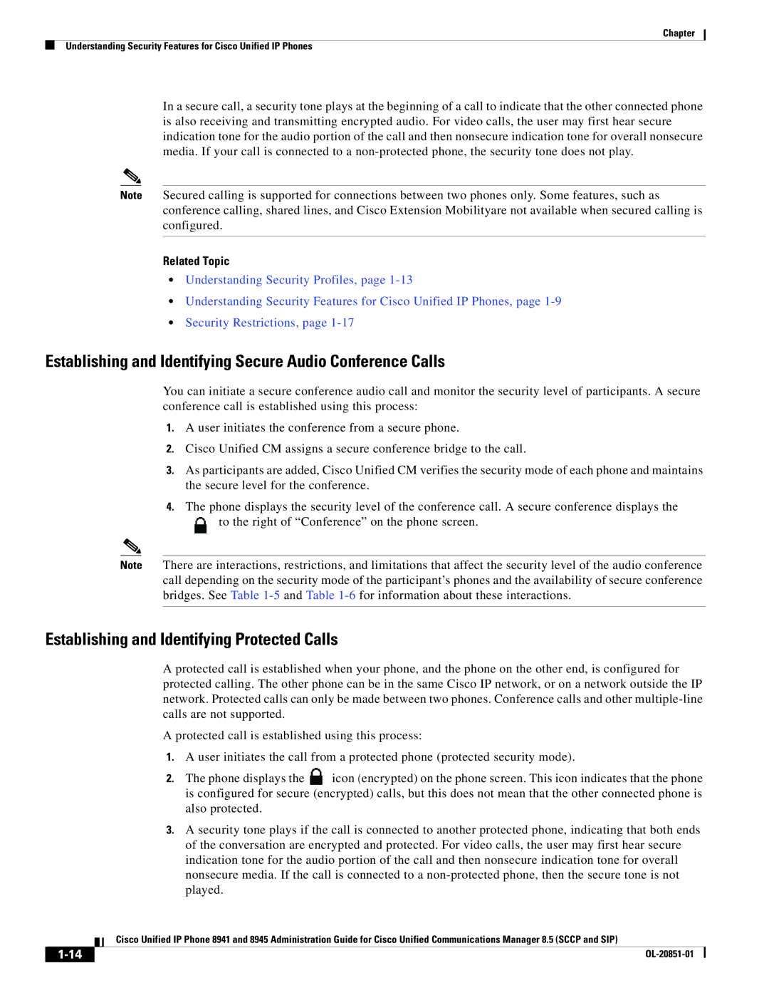 Cisco Systems 8941, 8945 manual Establishing and Identifying Secure Audio Conference Calls 