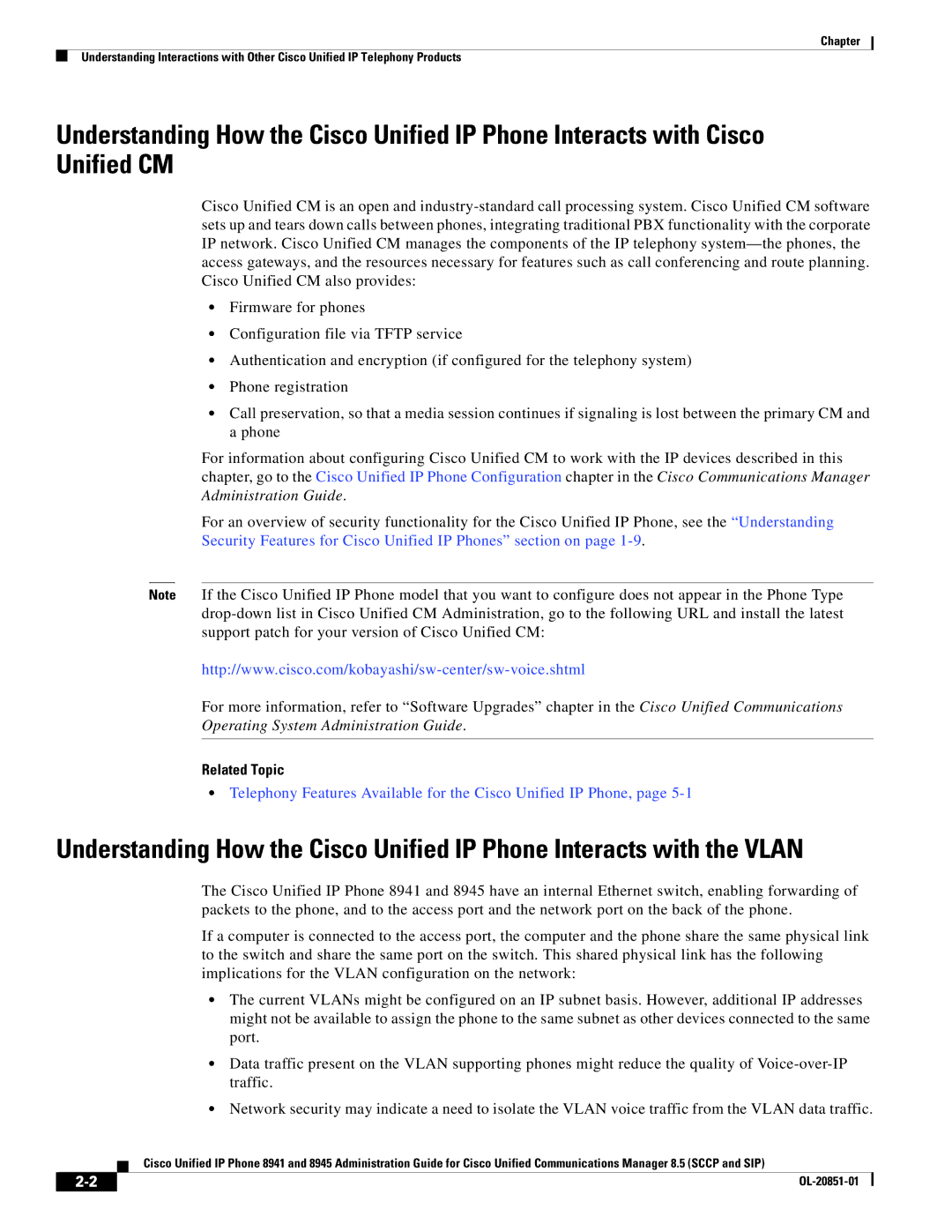 Cisco Systems 8941, 8945 manual Related Topic 