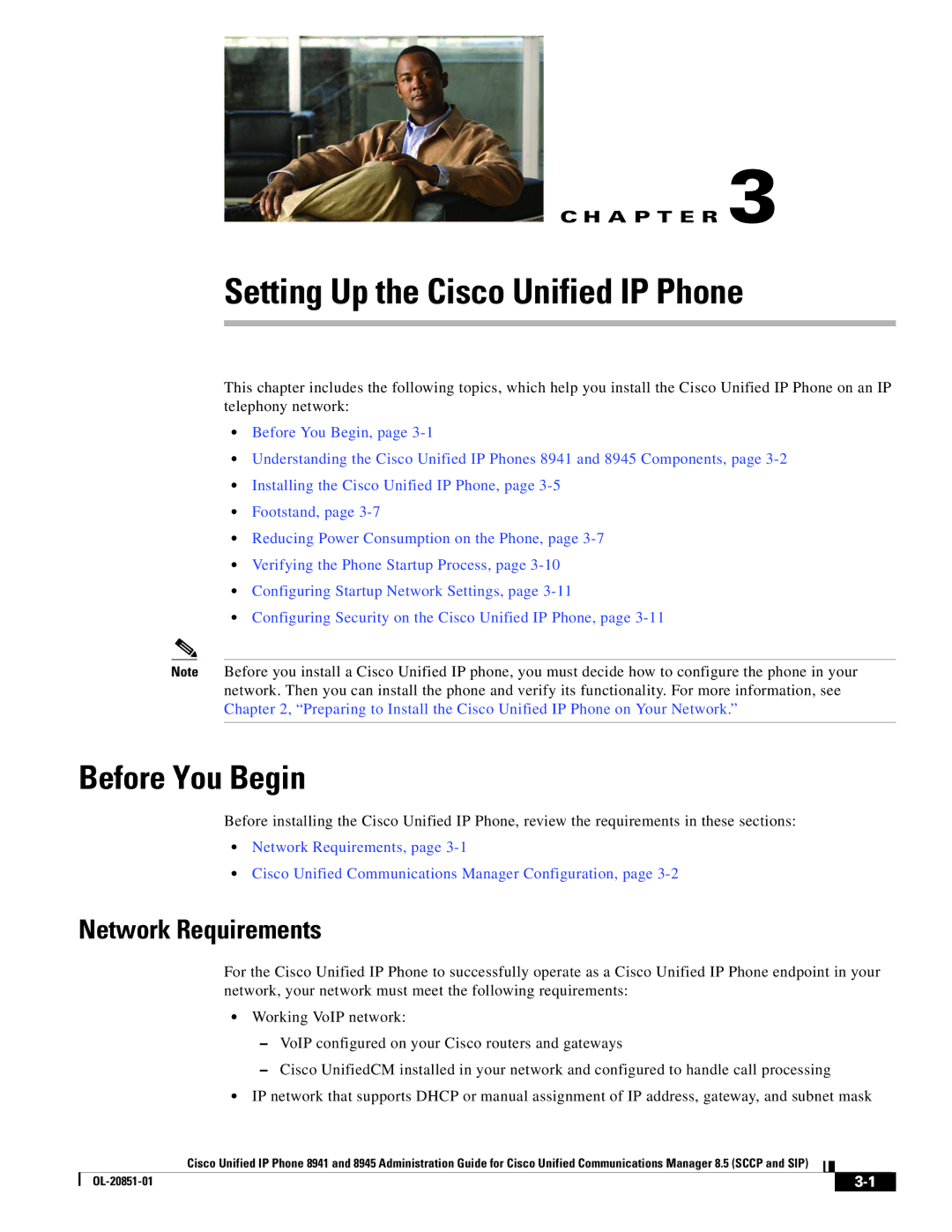 Cisco Systems 8945, 8941 manual Before You Begin, Network Requirements 