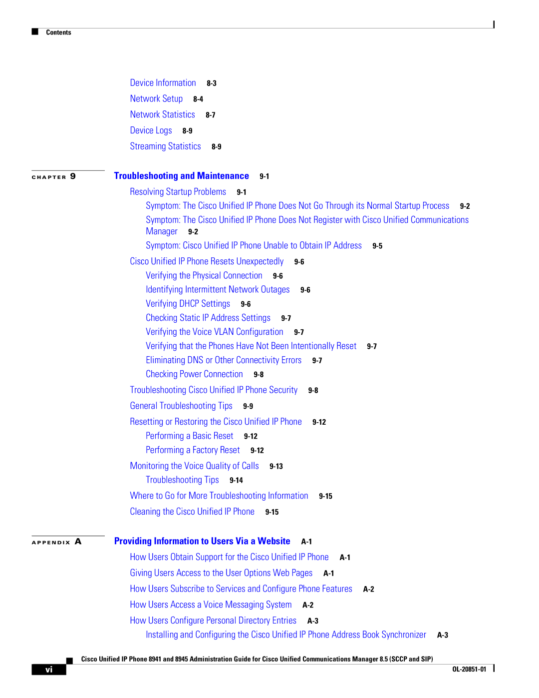 Cisco Systems 8941, 8945 manual Troubleshooting and Maintenance 