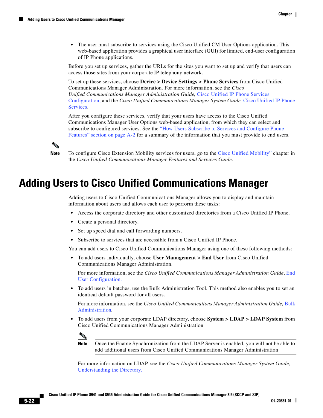 Cisco Systems 8941, 8945 manual Adding Users to Cisco Unified Communications Manager 