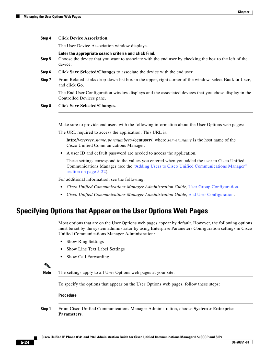 Cisco Systems 8941, 8945 manual Click Device Association, Enter the appropriate search criteria and click Find 