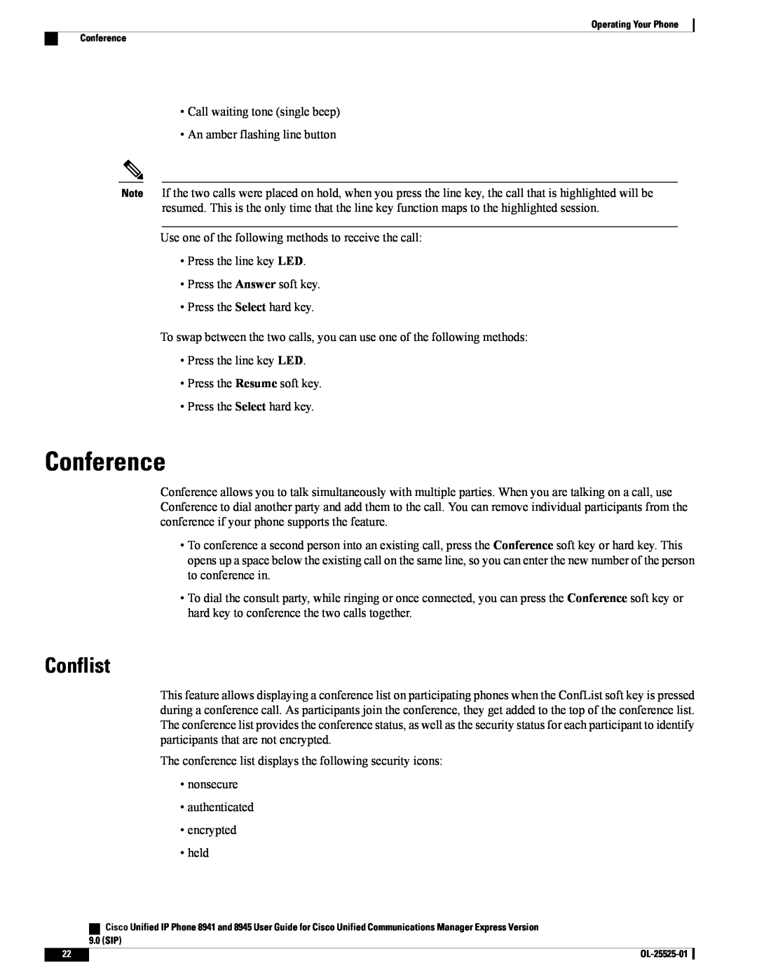 Cisco Systems 8941, 8945 manual Conference, Conflist 