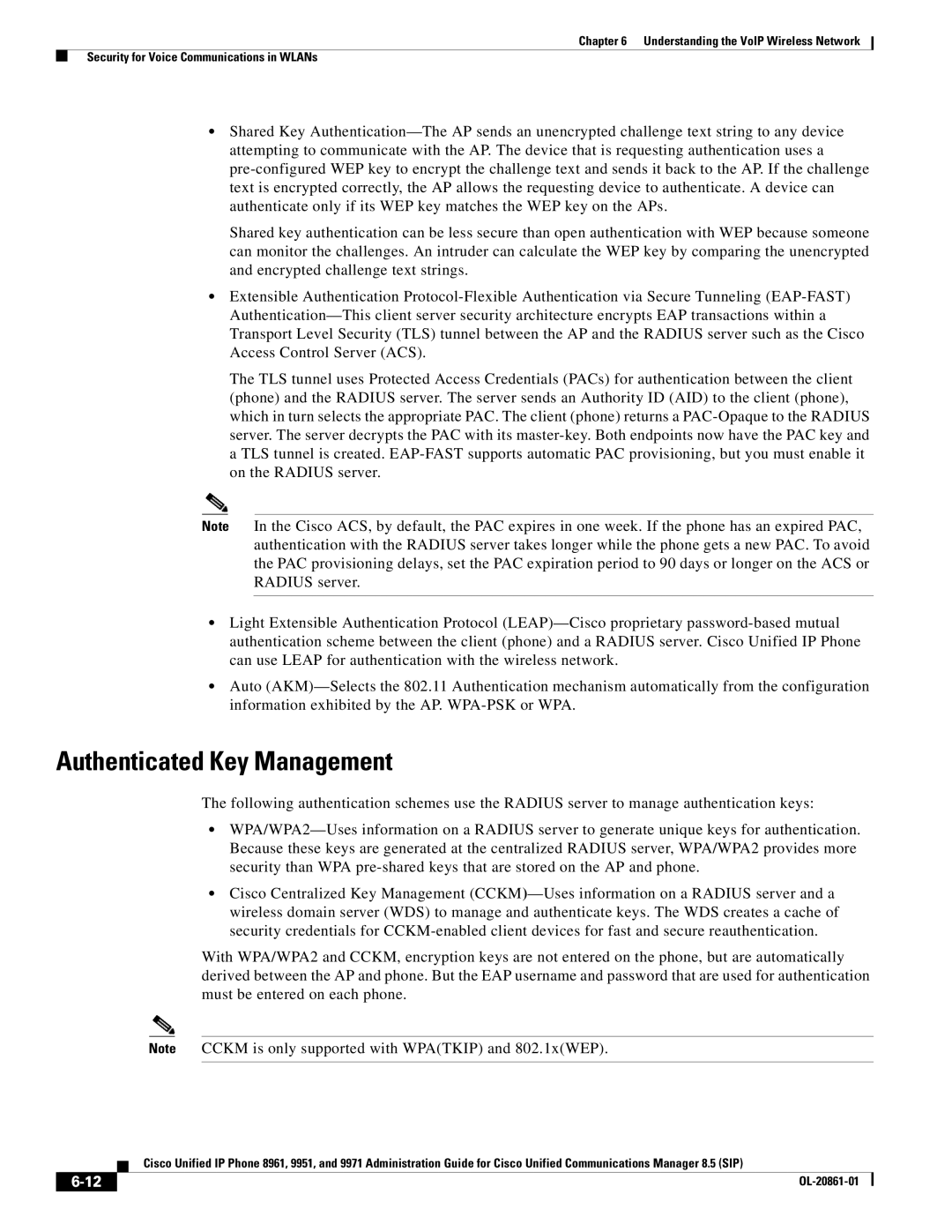 Cisco Systems 8961 manual Authenticated Key Management 