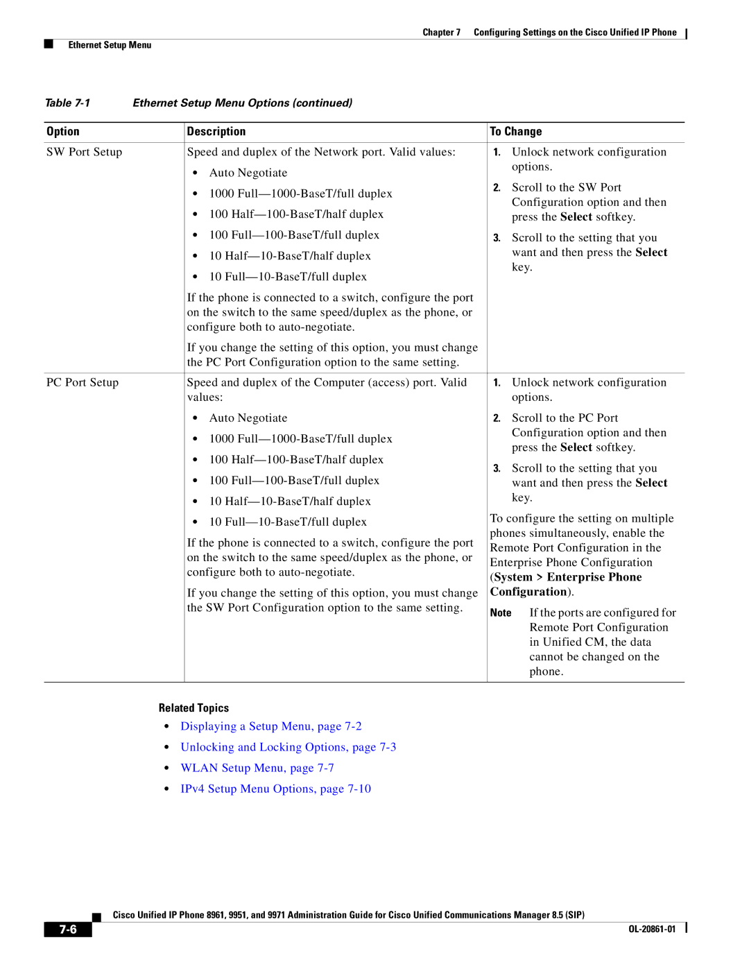 Cisco Systems 8961 manual System Enterprise Phone, Configuration 